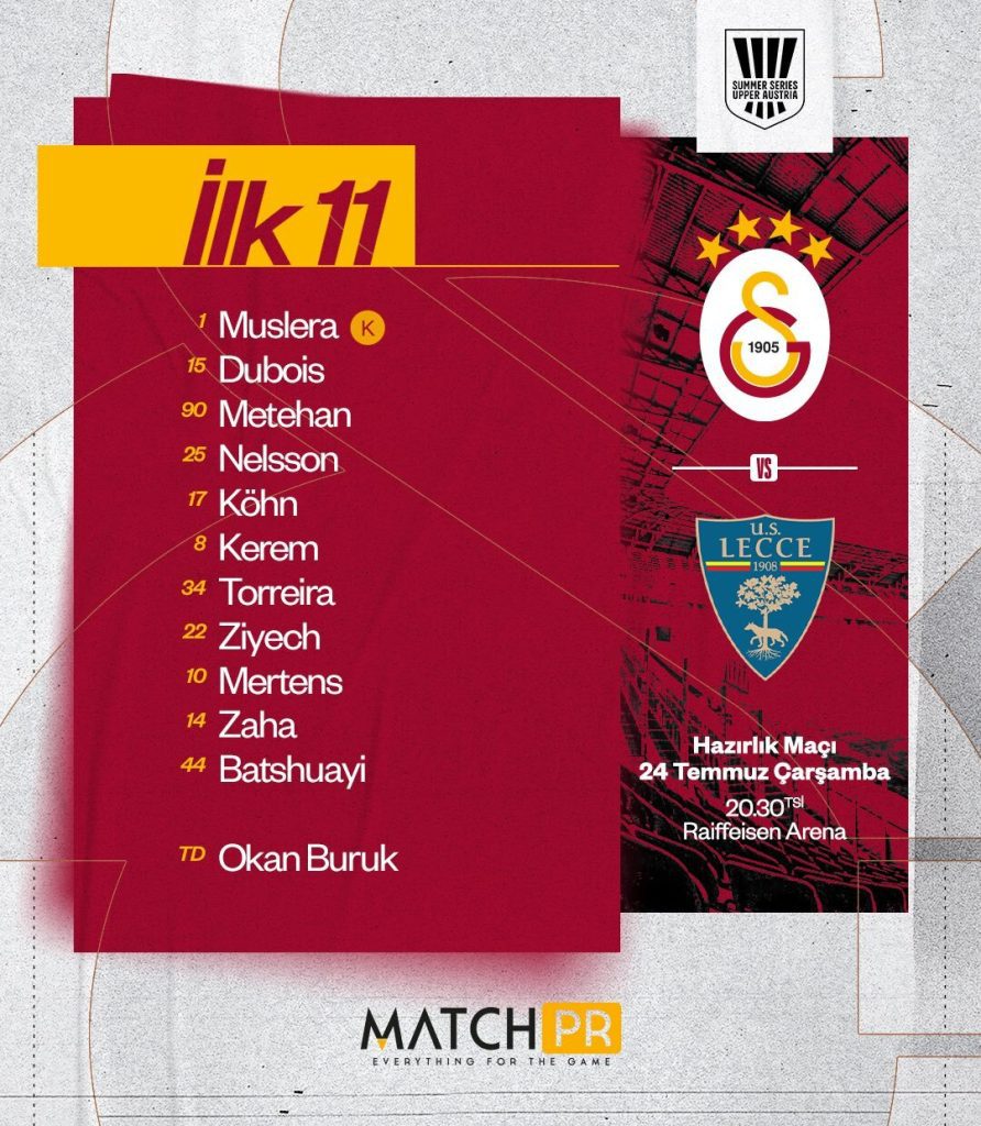 Galatasaray Lecce Karşılaşmasının İlk 11'leri Belli Oldu!